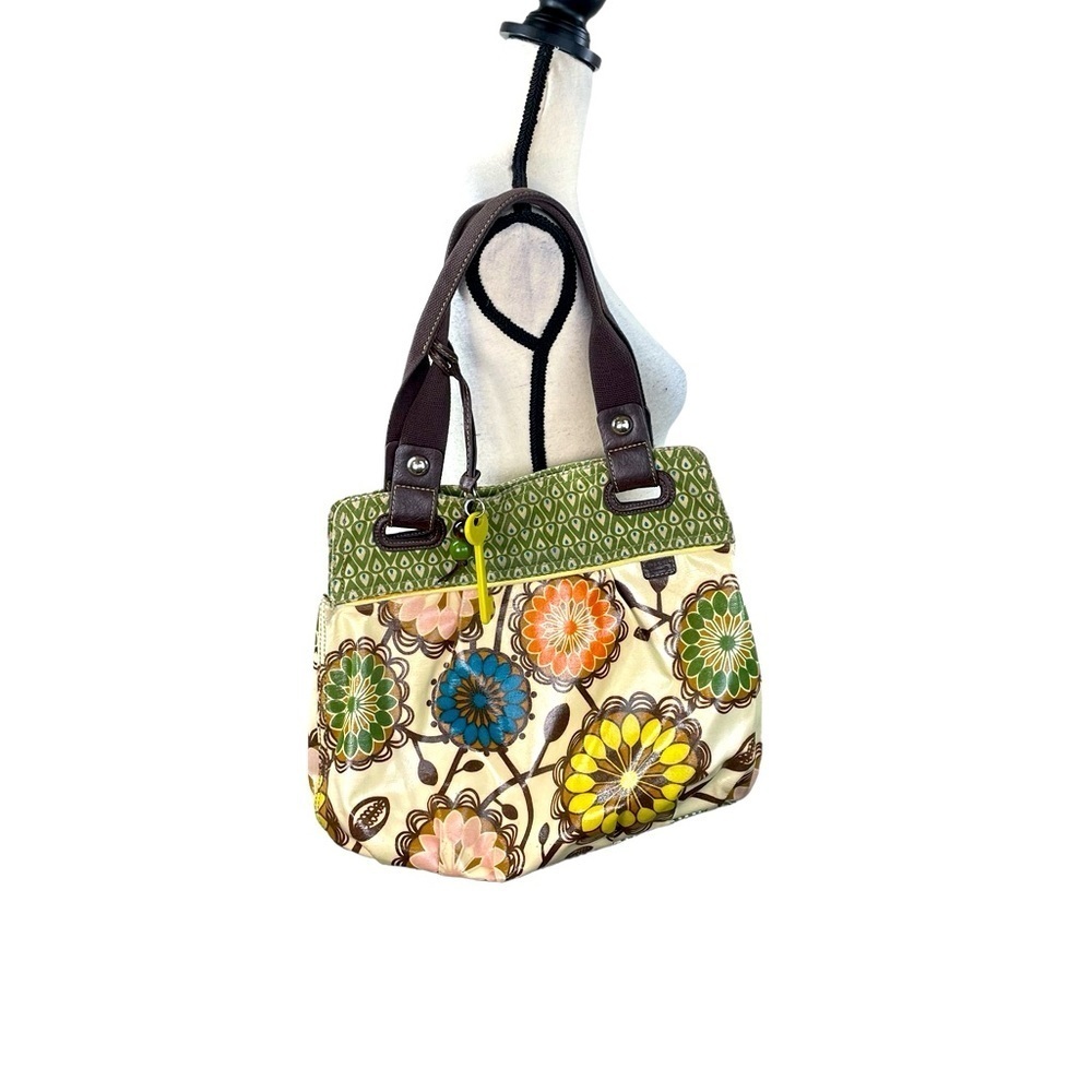 oilcloth style Fossil shoulder purse floral multicolor